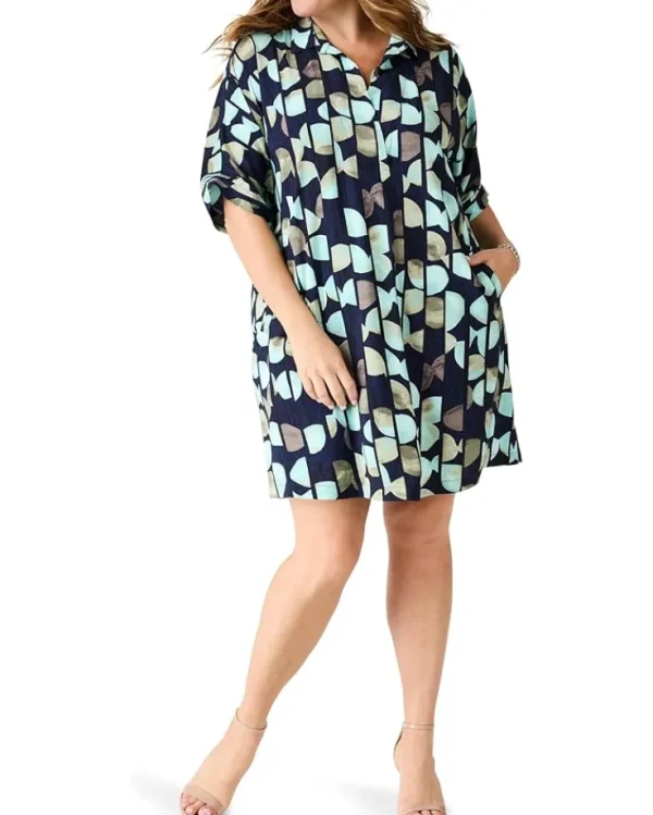 NIC+ZOE Dresses<Plus Size Circle Sequence Devon Dress Aqua Multi