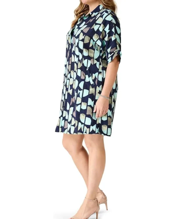 NIC+ZOE Dresses<Plus Size Circle Sequence Devon Dress Aqua Multi