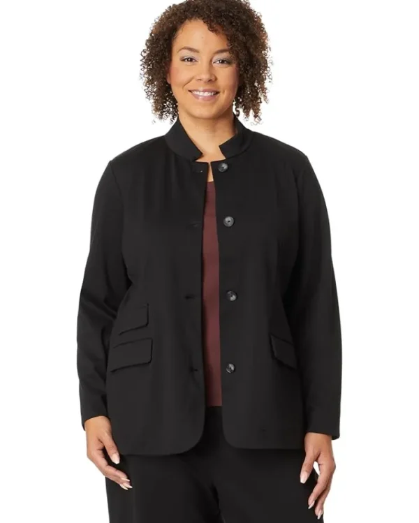 NIC+ZOE Plus Size | Coats & Outerwear<Plus Size Drapey Ponte Blazer Black Onyx
