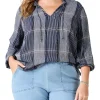 NIC+ZOE Shirts & Tops<Plus Size Line It Up Top Indigo Multi