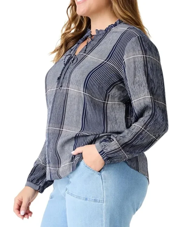 NIC+ZOE Shirts & Tops<Plus Size Line It Up Top Indigo Multi
