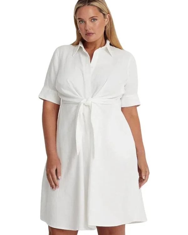 Lauren Ralph Lauren Dresses | Plus Size<Plus Size Linen Shirtdress White