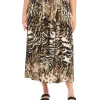 Karen Kane Skirts<Plus Size Side-Slit Midi Skirt Print