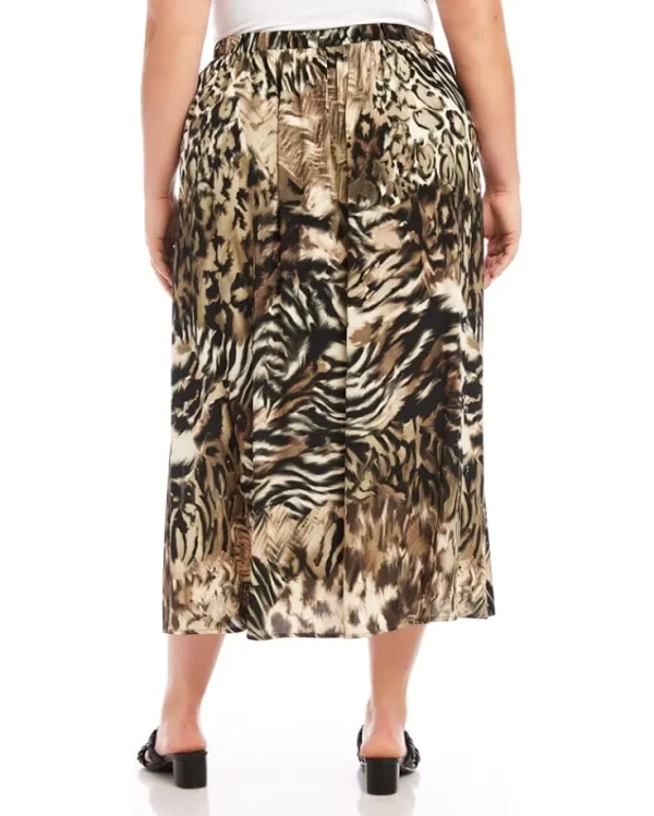 Karen Kane Skirts<Plus Size Side-Slit Midi Skirt Print