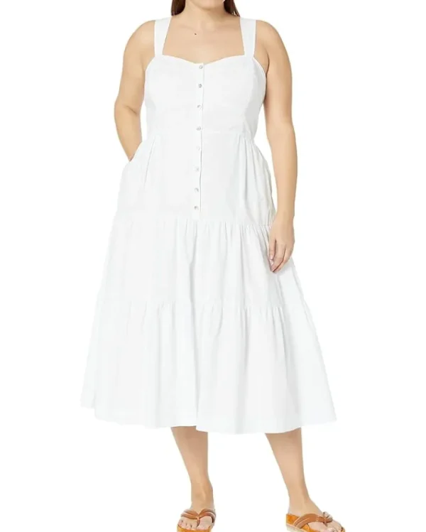 Madewell Dresses | Plus Size<Plus Suzette Tiered Midi Dress with Seamed Bodice Eyelet White