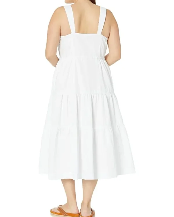 Madewell Dresses | Plus Size<Plus Suzette Tiered Midi Dress with Seamed Bodice Eyelet White