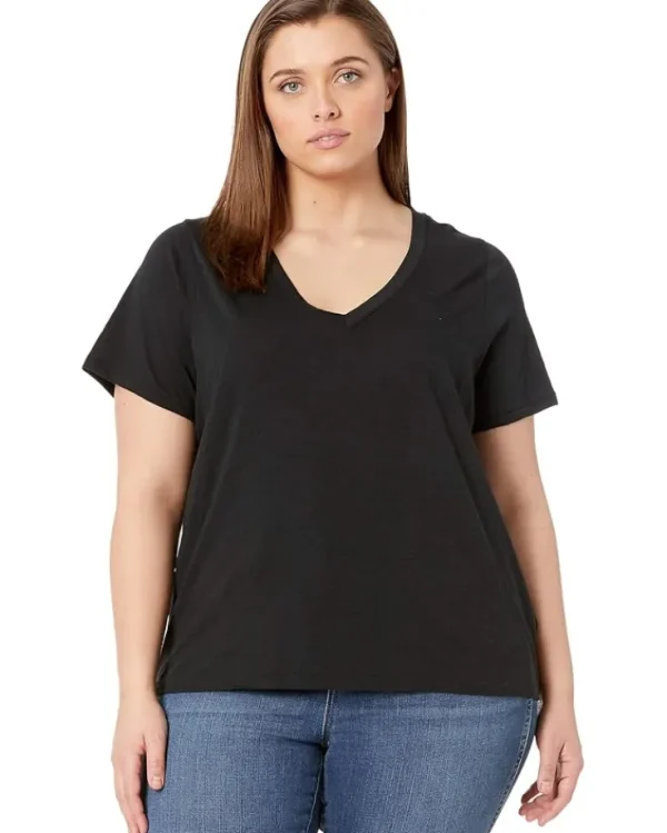 Madewell Shirts & Tops | Plus Size<Plus Whisper Cotton V-Neck Tee True Black