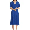 Lauren Ralph Lauren Plus Size<Polka-dot Belted Crinkle Georgette Dress Blue/White