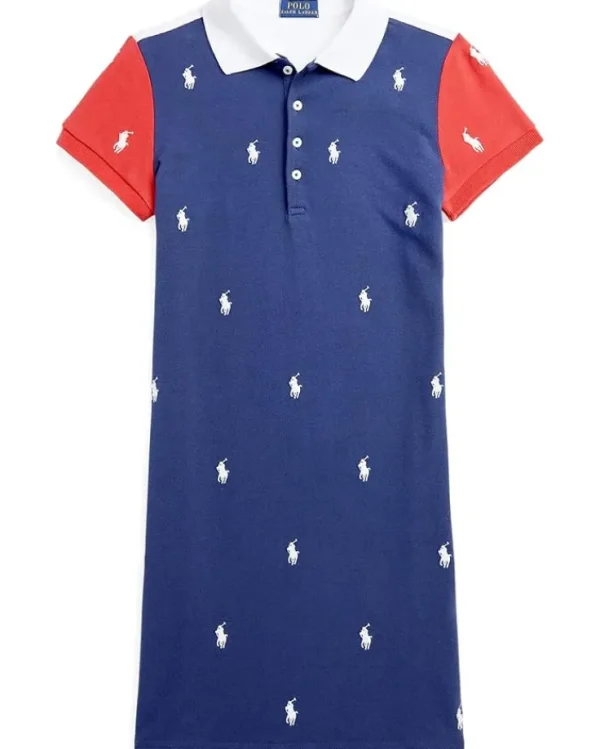 Polo Ralph Lauren Kids Dresses<Polo Pony Cotton Mesh Polo Dress (Big Kids) Rustic Navy/White