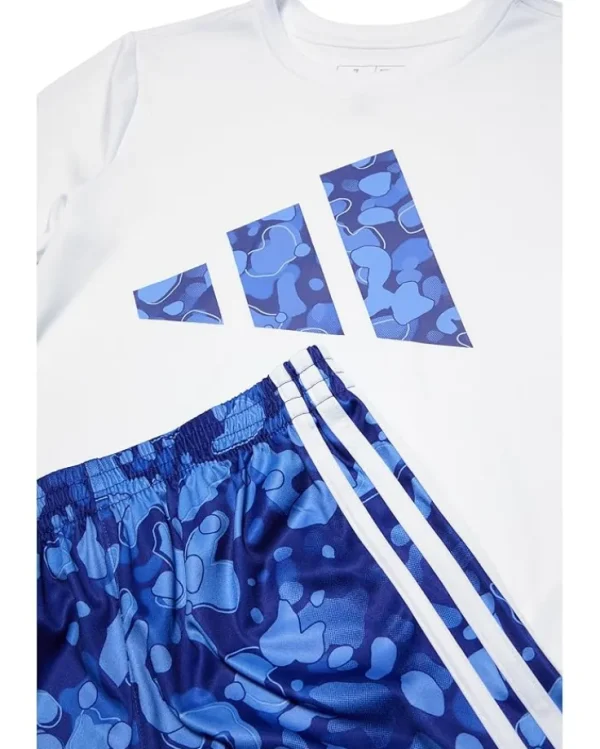 adidas Kids Shorts<Poly C Tee Aop 3S Short Set(Toddler/Little Kid) White