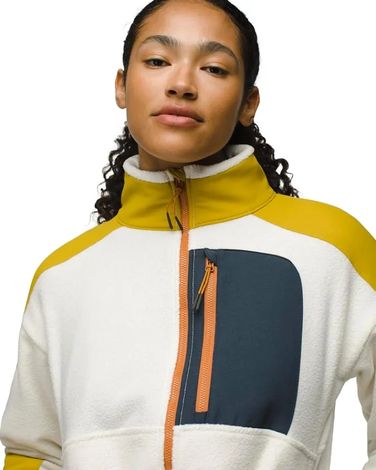 prana_peak_fleece_jacket_2.webp Prana Plus Size | Coats & Outerwear<Peak Fleece Jacket Canvas/Golden Leaf