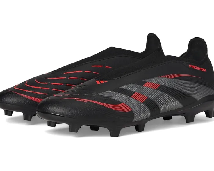 predator_league_laceless__0.webp adidas Sneakers & Athletic<Predator League Laceless Firm Ground Soccer Cleats Black/Grey/Lucid Red