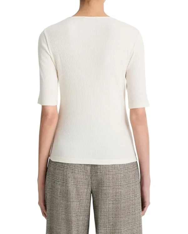 Vince Shirts & Tops<Ribbed Elbow Sleeve Crew Tee Light White Sand