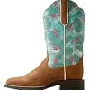 Ariat Cowboy Boots<Round Up Wide Square Toe Western Boots Embossed Chestnut