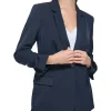 Calvin Klein Coats & Outerwear<Ruched Sleeve Jacket with Button Twilight