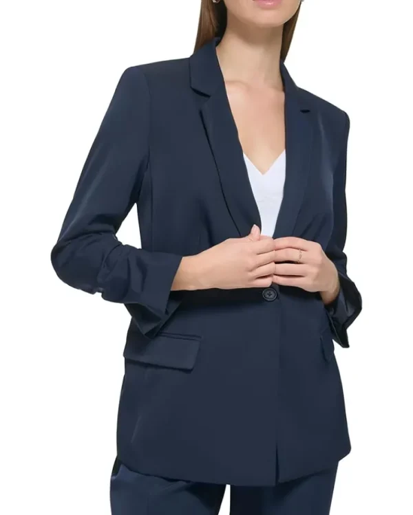 Calvin Klein Coats & Outerwear<Ruched Sleeve Jacket with Button Twilight