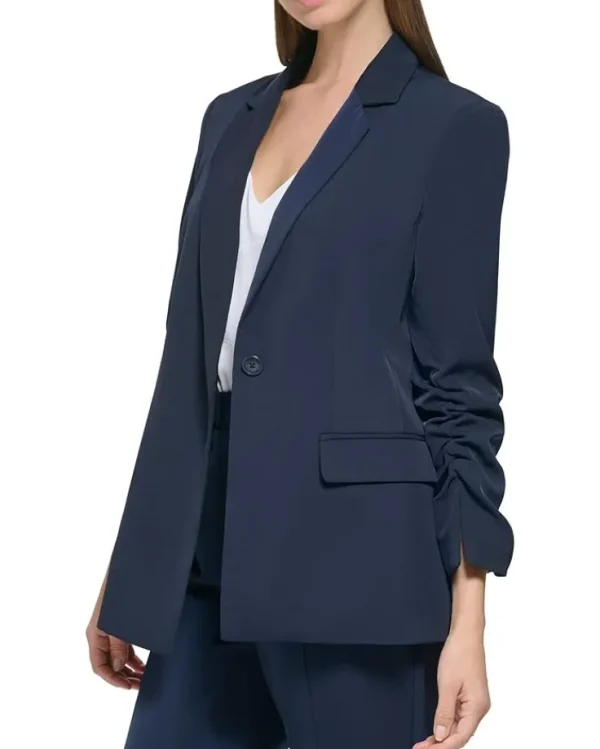 Calvin Klein Coats & Outerwear<Ruched Sleeve Jacket with Button Twilight