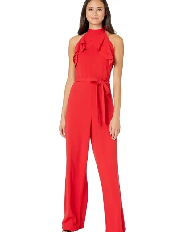 Bebe Jumpsuits & Rompers<Ruffle Halter Tie Neck Jumpsuit Red