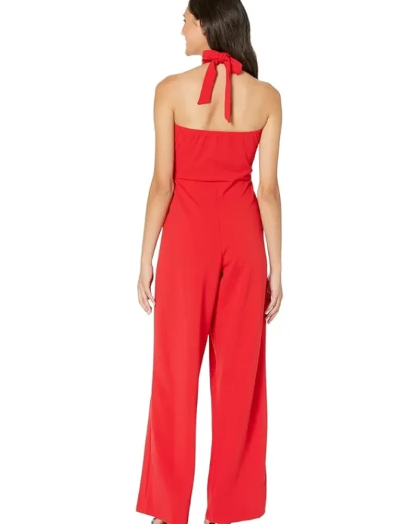 Bebe Jumpsuits & Rompers<Ruffle Halter Tie Neck Jumpsuit Red