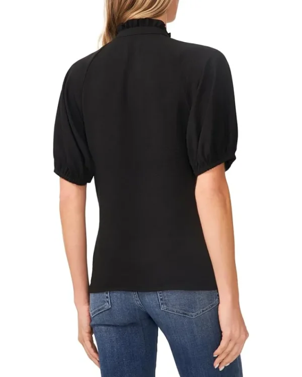 CeCe Shirts & Tops<Ruffle Neck Raglan Split Seam Blouse Rich Black