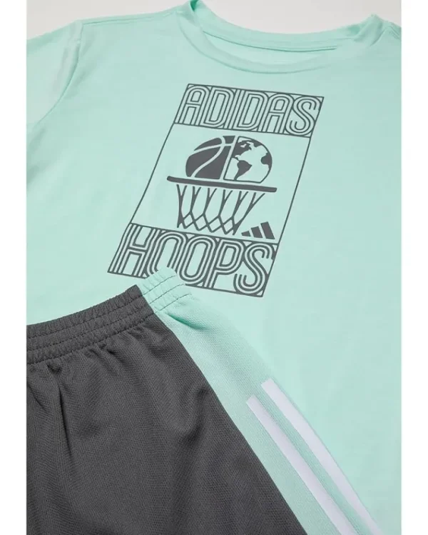 adidas Kids Shorts<3S C Colorblock Short Set(Toddler/Little Kid) Lt Aqua