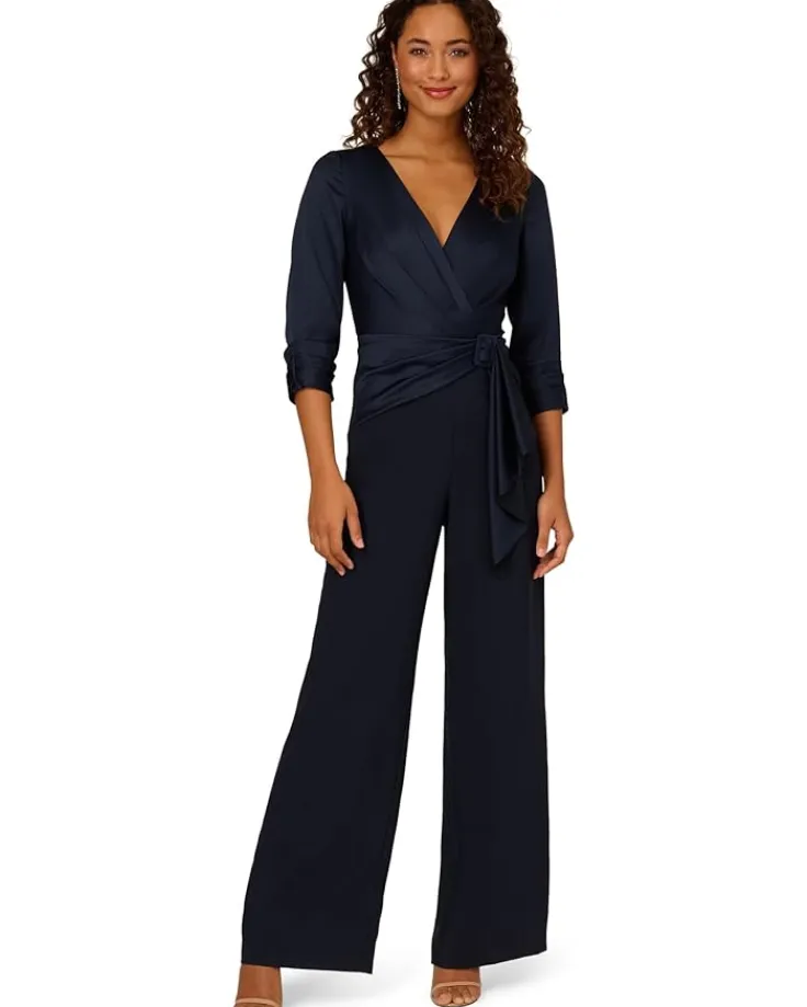 satin_crepe_jumpsuit_0.webp Adrianna Papell Jumpsuits & Rompers<Satin Crepe Jumpsuit Dark Navy