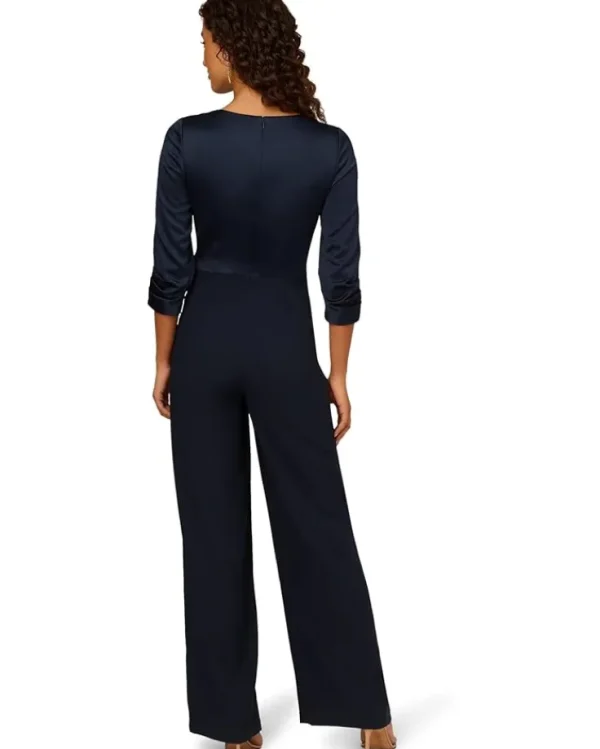 Adrianna Papell Jumpsuits & Rompers<Satin Crepe Jumpsuit Dark Navy