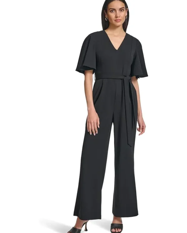 Calvin Klein Jumpsuits & Rompers<Scuba Crepe Cape Sleeve Jumpsuit Black