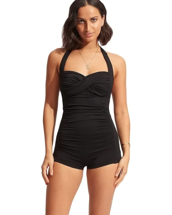 Seafolly Swimwear & Cover Ups<Collective Boyleg One-Piece Black