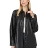 Liverpool Los Angeles Coats & Outerwear<Seamed Shacket Chevron Perforated Vegan Leather Black Chevron
