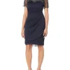 XSCAPE Dresses<Short Sheer Matte Jersey Beaded Top Navy