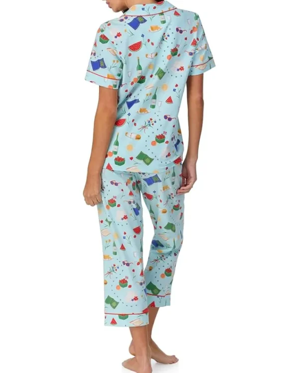 Bedhead PJs Sleepwear<Short Sleeve Cotton Knit Cropped Pajama Set Berry Souffle