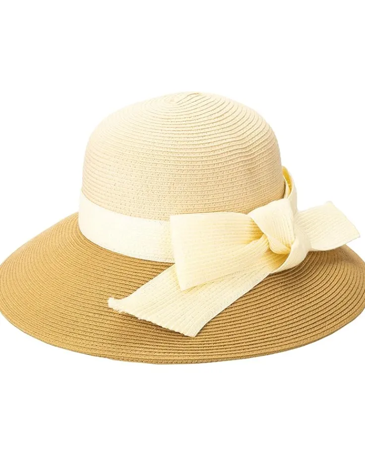 side_bow_colorblock_hat_0.webp San Diego Hat Company Hats<Side Bow Color-Block Hat Beige