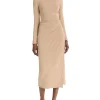 Vince Skirts<Side Drape Midi Skirt Heather Cashew