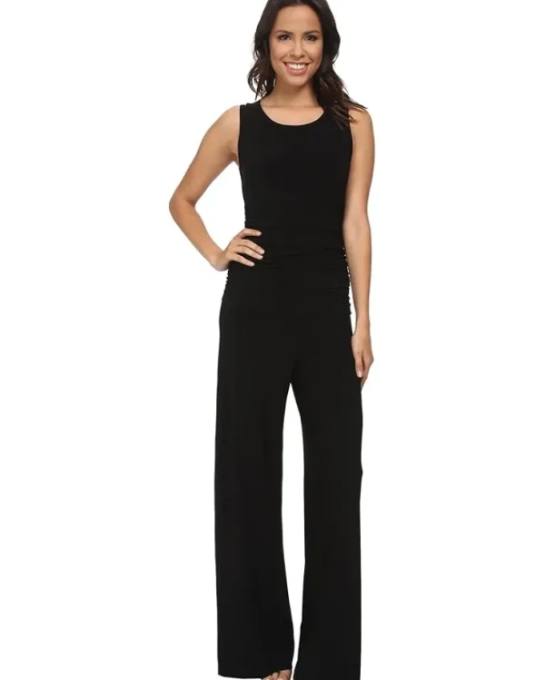 Norma Kamali Jumpsuits & Rompers<Sleeveless Shirred Waist Jumpsuit Black