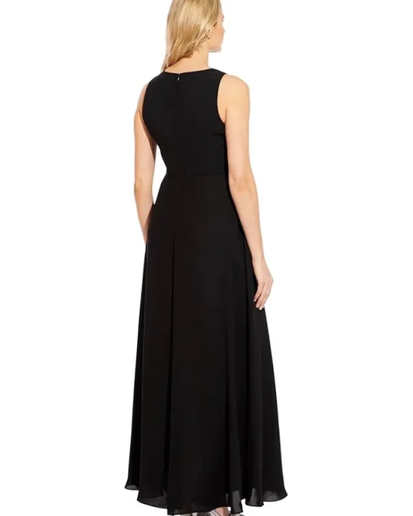 Adrianna Papell Jumpsuits & Rompers<Sleeveless Stretch Crepe Jumpsuit with Chiffon Overlay Black Ivory