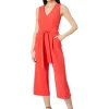 Vince Camuto Jumpsuits & Rompers<Sleeveless V-Neck Belted Poly Base Jumpsuit Tulip Red