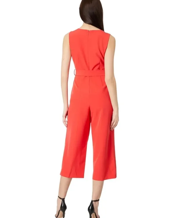 Vince Camuto Jumpsuits & Rompers<Sleeveless V-Neck Belted Poly Base Jumpsuit Tulip Red
