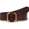 Lauren Ralph Lauren Belts<Slide-Buckle Croc-Embossed Leather Belt Dark Mahogany