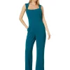 Vince Camuto Jumpsuits & Rompers<Square Neck Open Back Jumpsuit in Stretch Crepe Peacock
