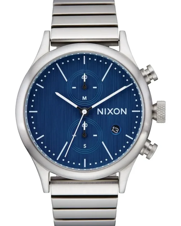 Nixon Watches<Station Chrono Silver/Indigo