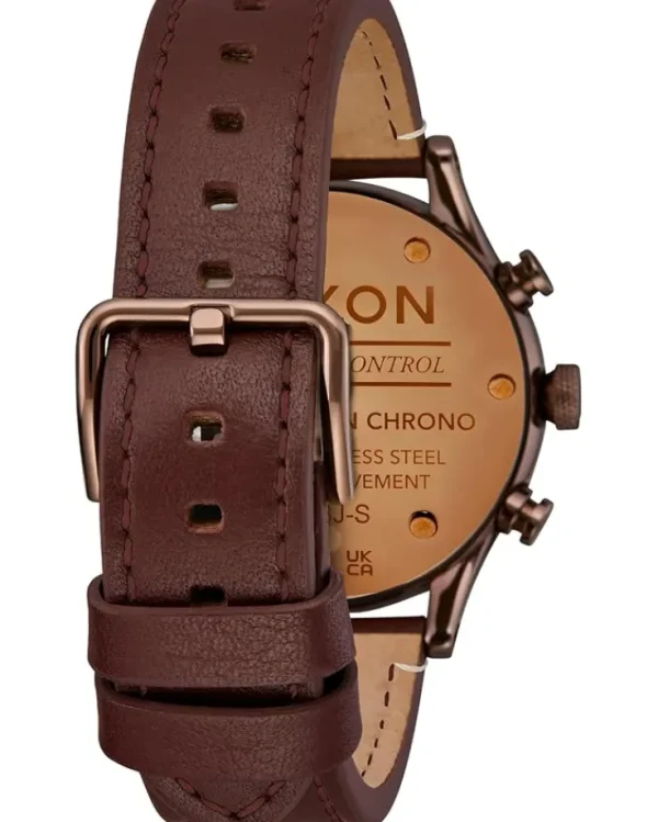 Nixon Watches<Station Chrono Leather Chocolate/Cappuccino/Brown