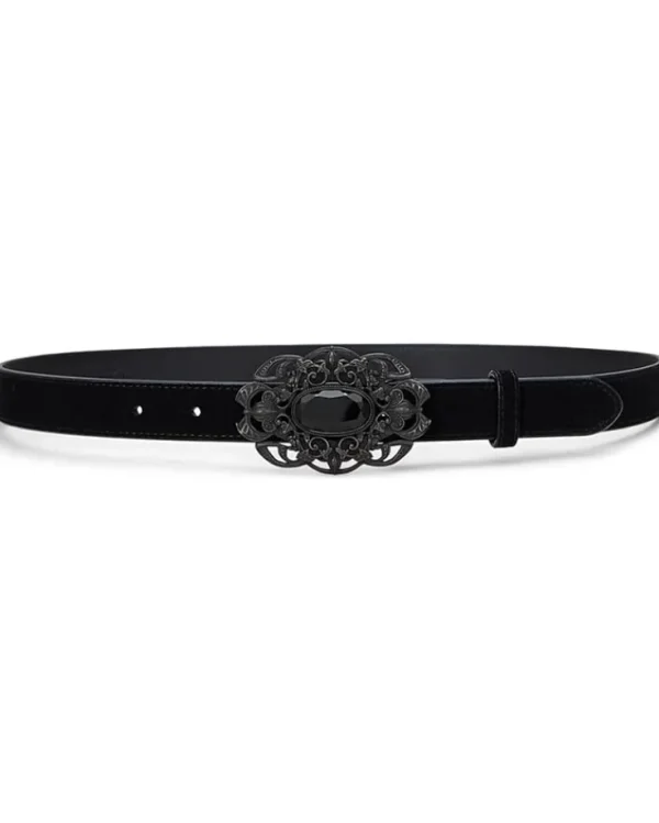 Lauren Ralph Lauren Belts<Stone-Buckle Suede Skinny Belt Black
