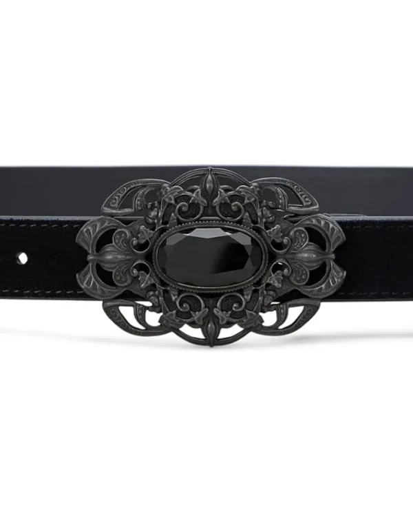 Lauren Ralph Lauren Belts<Stone-Buckle Suede Skinny Belt Black