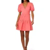 Adrianna Papell Dresses<Stretch Cotton Short Dress Spicy Coral