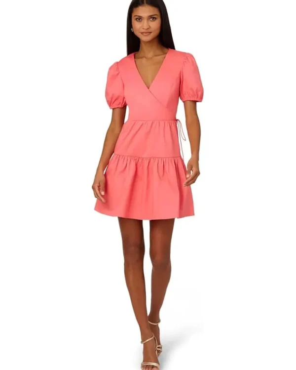 Adrianna Papell Dresses<Stretch Cotton Short Dress Spicy Coral