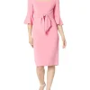 Adrianna Papell Dresses<Stretch Crepe Bell Sleeve Dress with Scoop Neck & Tie Front Faded Rose