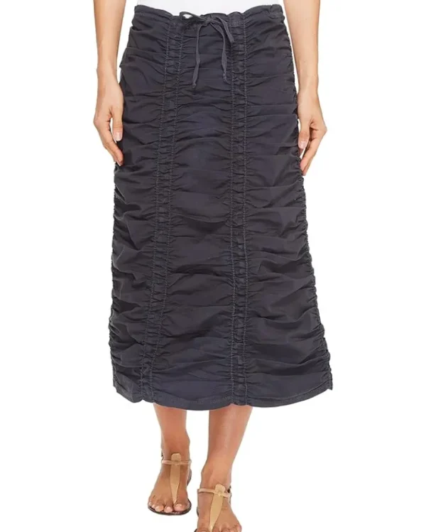 XCVI Skirts<Stretch Poplin Double Shirred Panel Skirt Anchor Navy