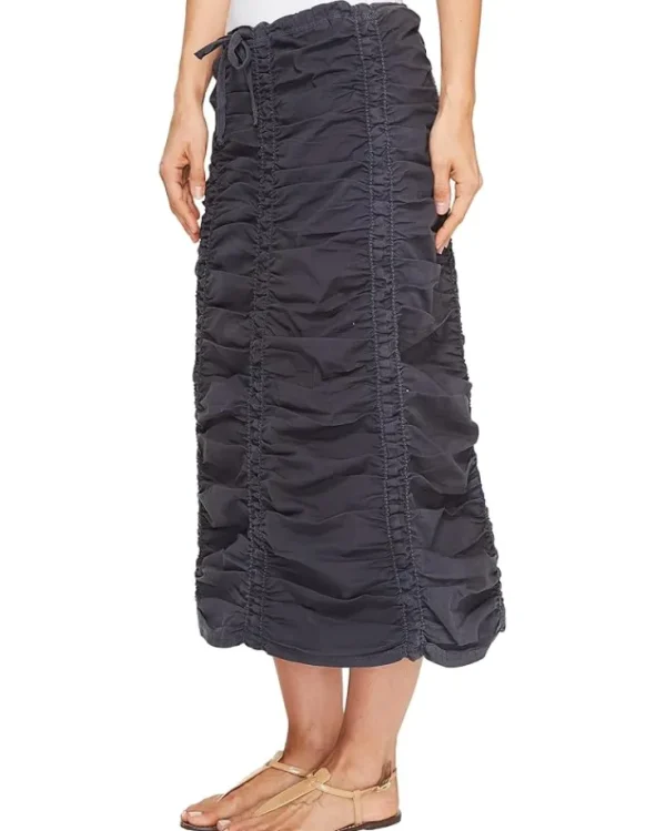 XCVI Skirts<Stretch Poplin Double Shirred Panel Skirt Anchor Navy