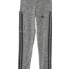 adidas Kids Pants<3 Stripe Melange Cellphone Pocket Leggings (Big Kid) Dark Grey Heather